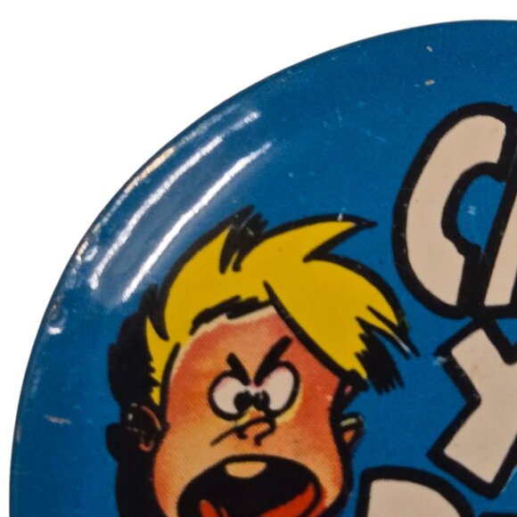 Vintage Cant You Read Comic Pinback Button Pin Blue Retro - Picture 8 of 9